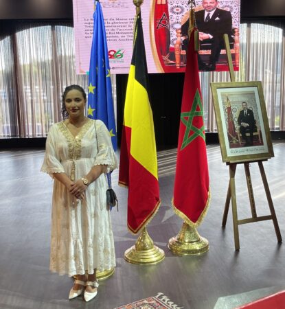 Asmae ben bahida in the reception of morrcocan thronel day invited by morrocan embassy in belgium